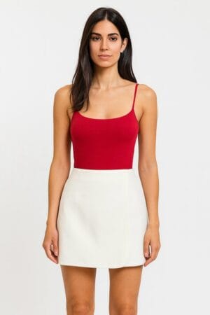 Kırmızı İnce Askılı Basic Bodysuit